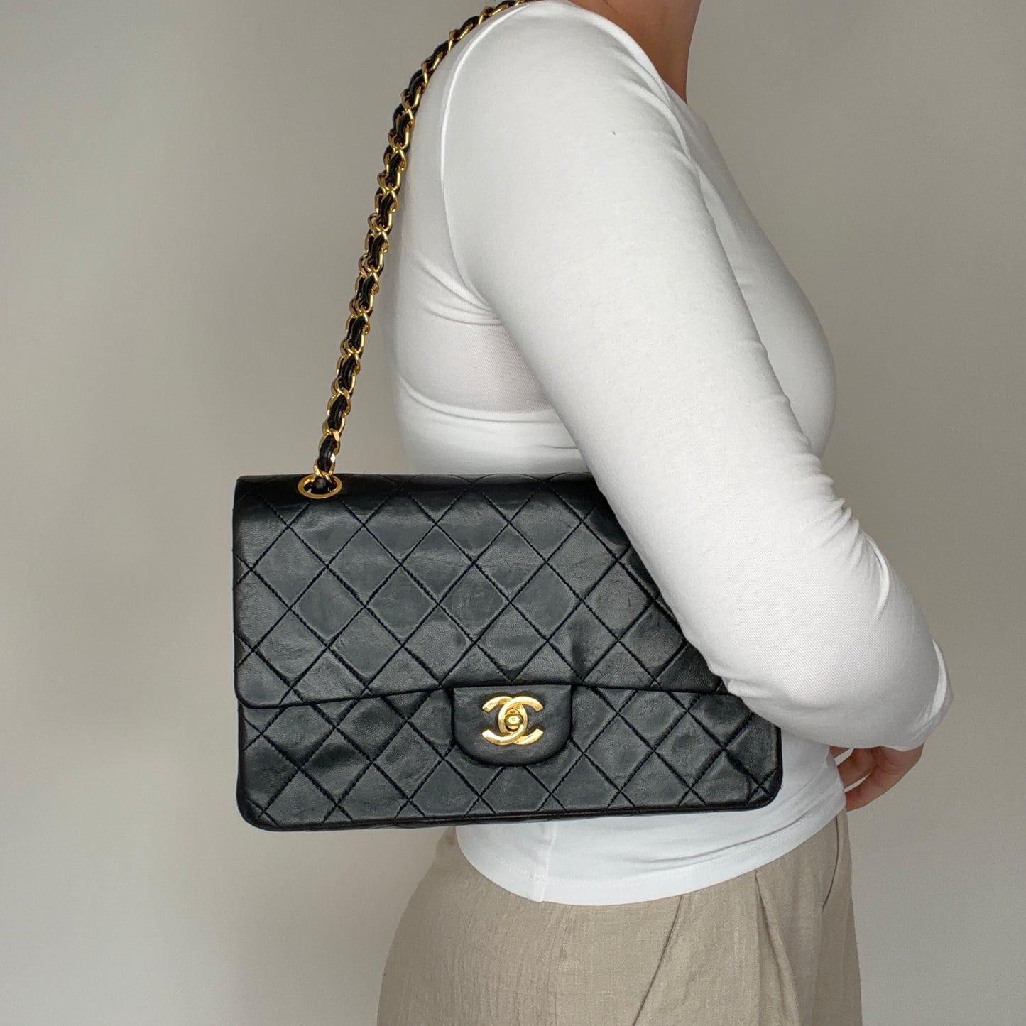 Chanel Classic Double Flap Medium Black GHW 1989/91