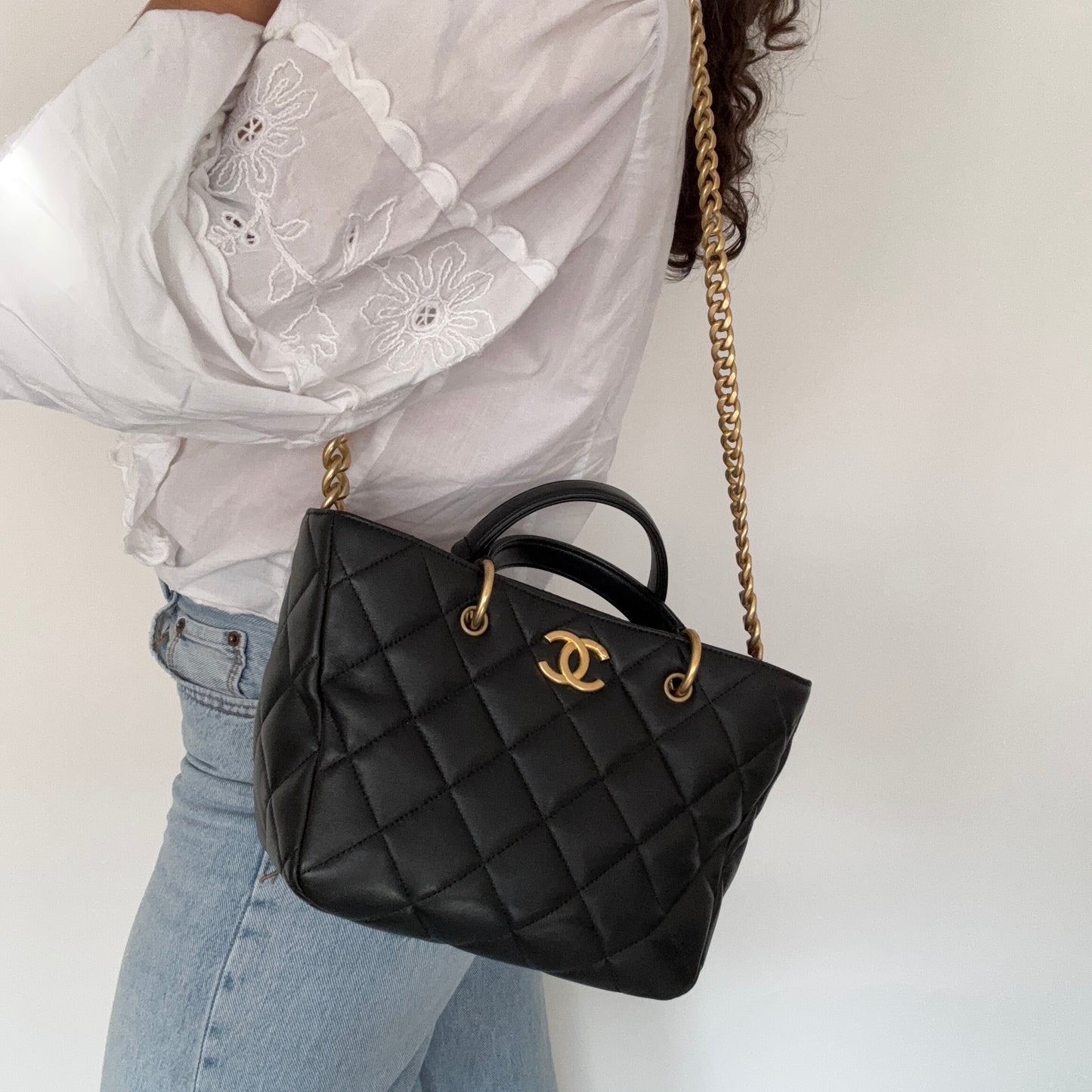 Chanel Top Handle Bag Small Black GHW (NFID)