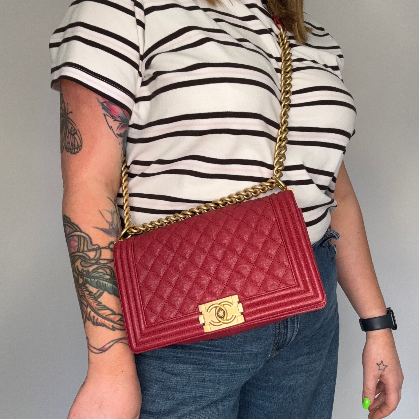 Chanel Boy Bag New Medium In Red Soft Caviar 2018/19