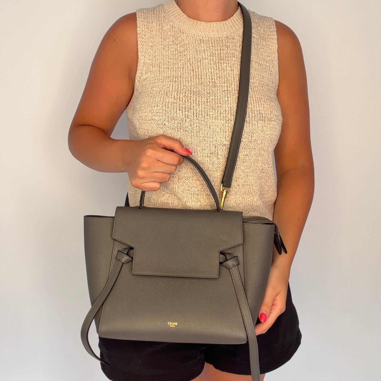 Celine Belt Bag Micro Grey Grained Leather