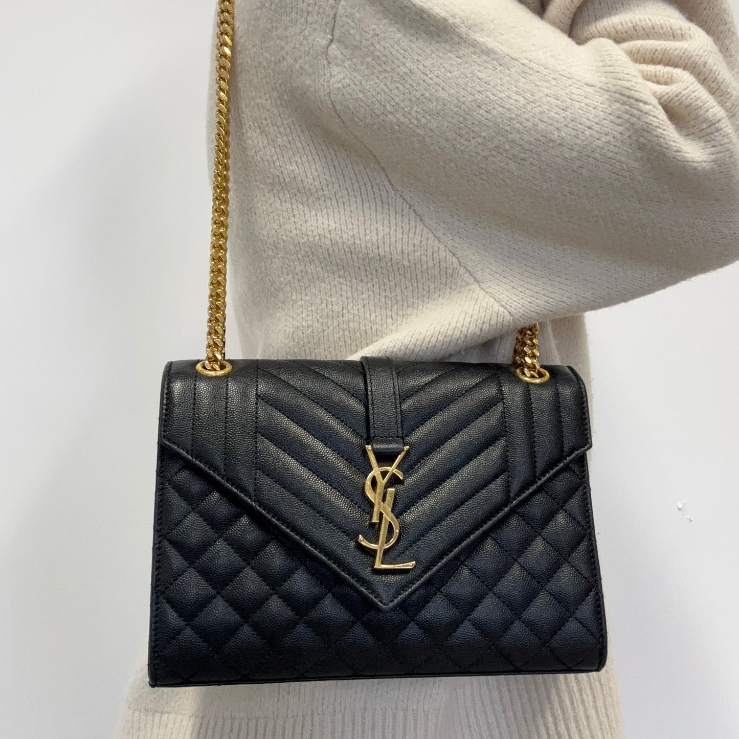 Saint Laurent Envelope Bag Medium Black GHW 2020