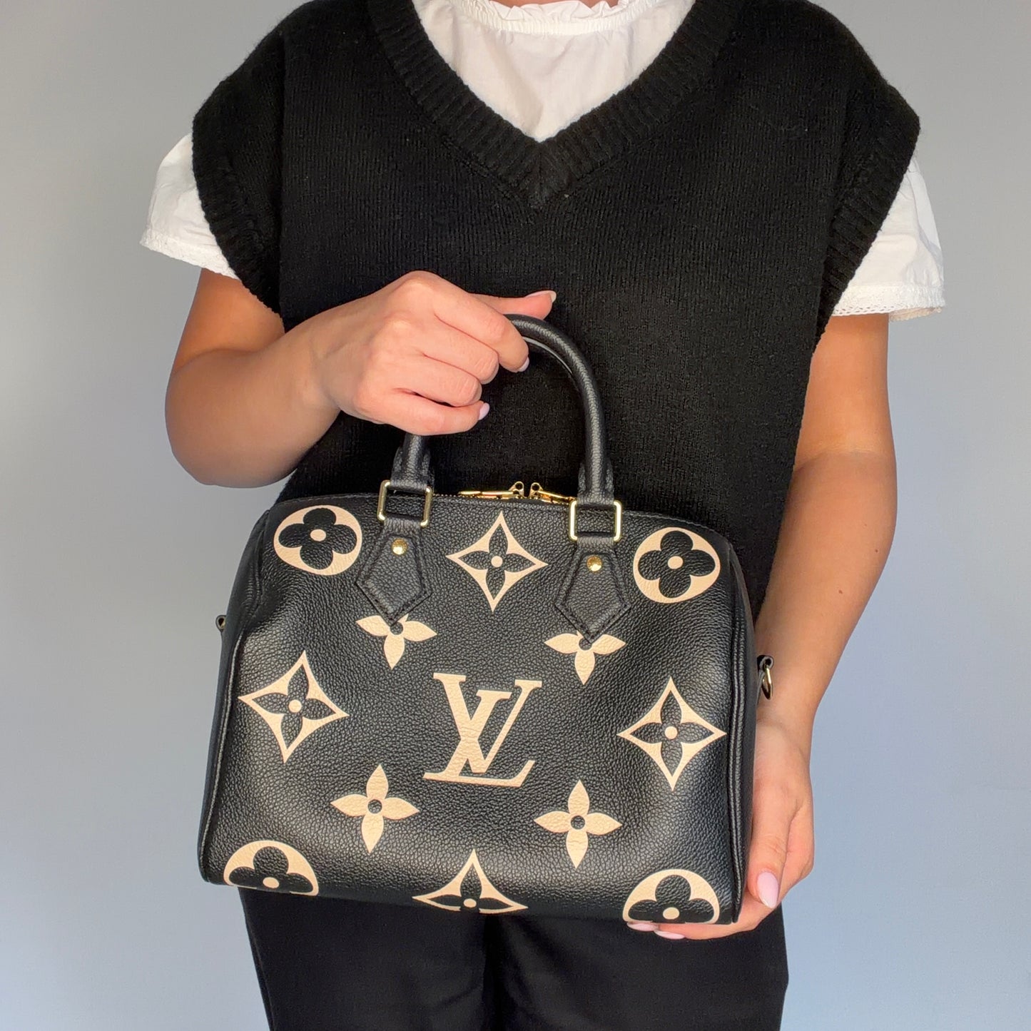 Louis Vuitton Speedy 25 Bandouliere Bicolour Monogram Empreinte (NFID) 2