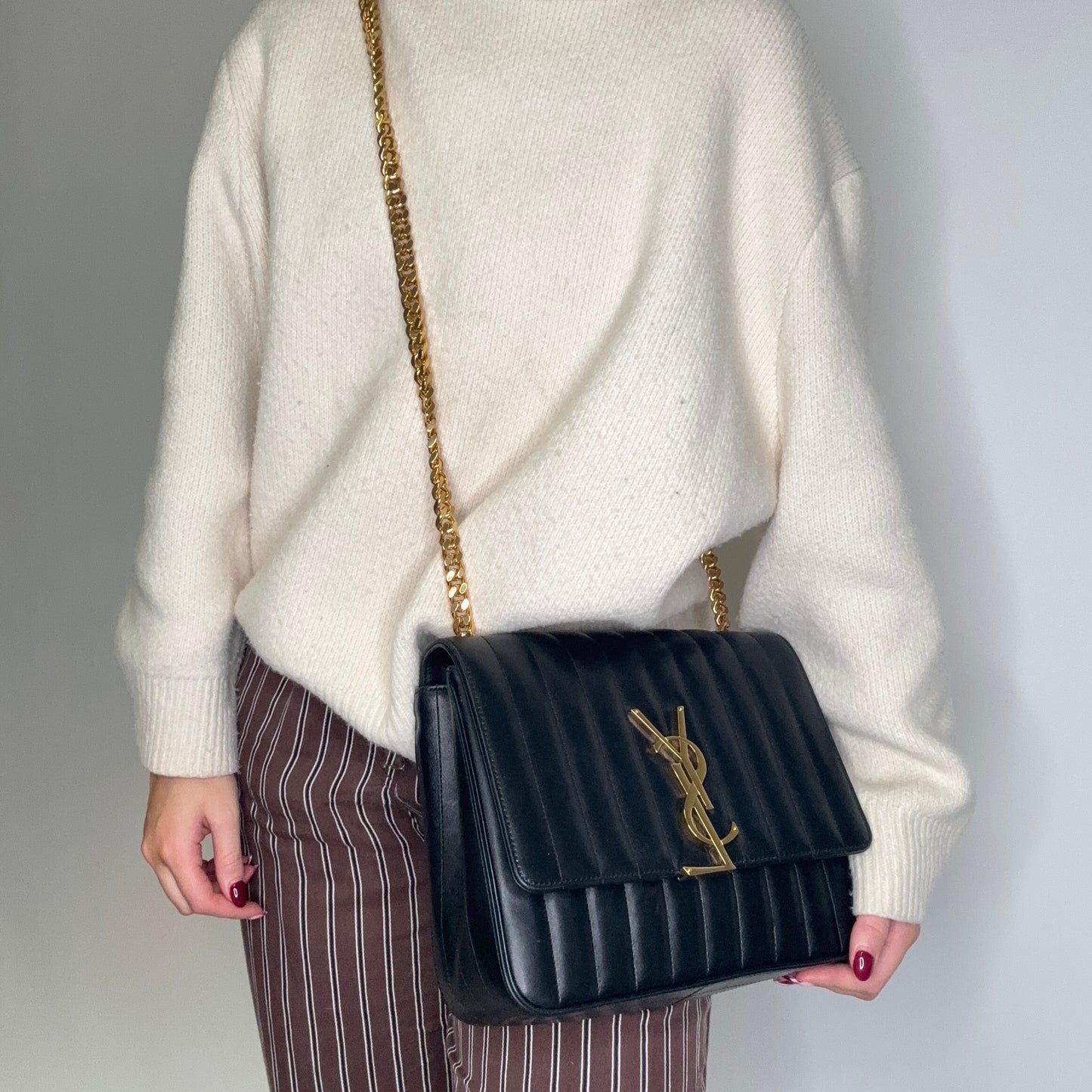 Saint Laurent Vicki Large Black Lambskin GHW 2018