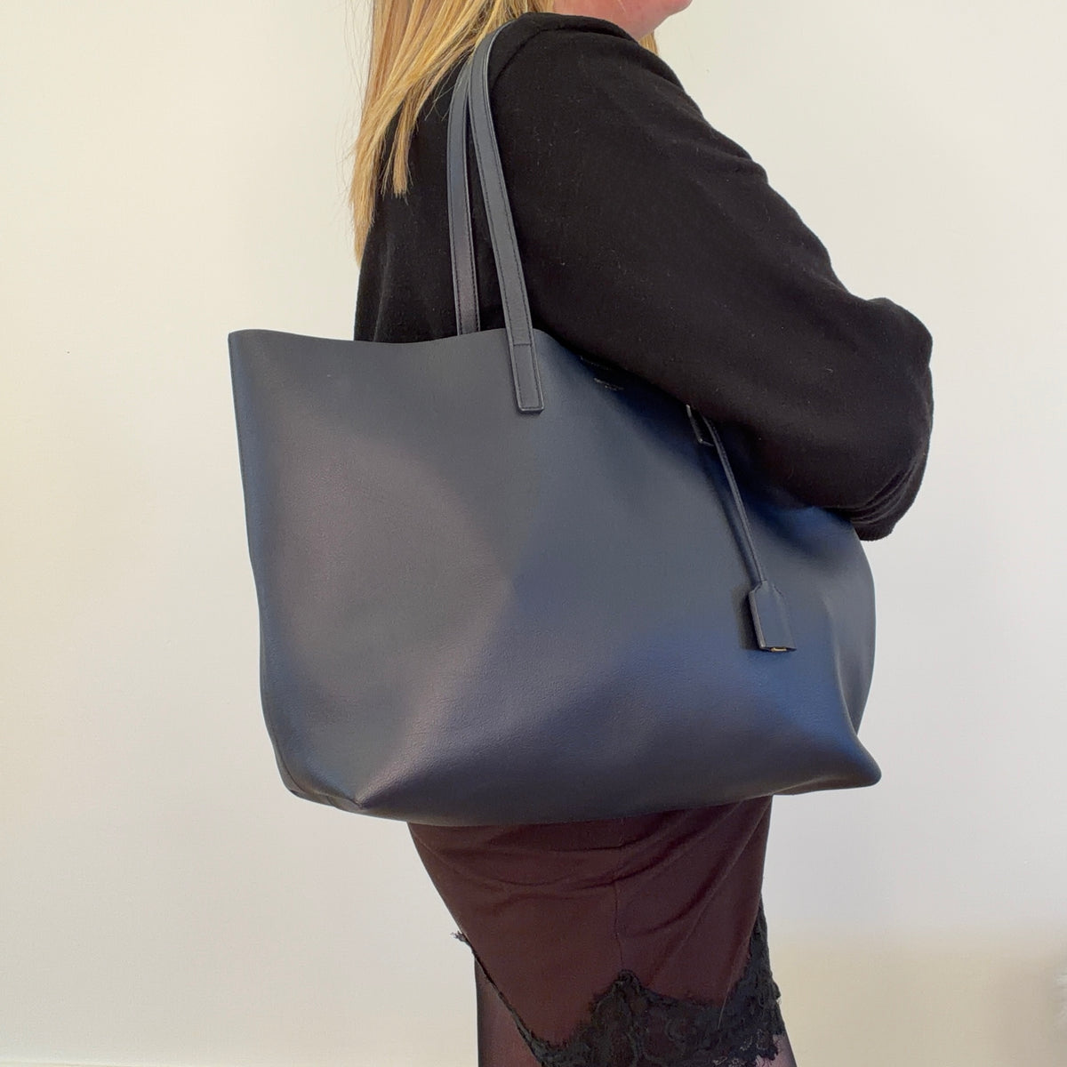 Saint Laurent East West Shopping Tote Navy