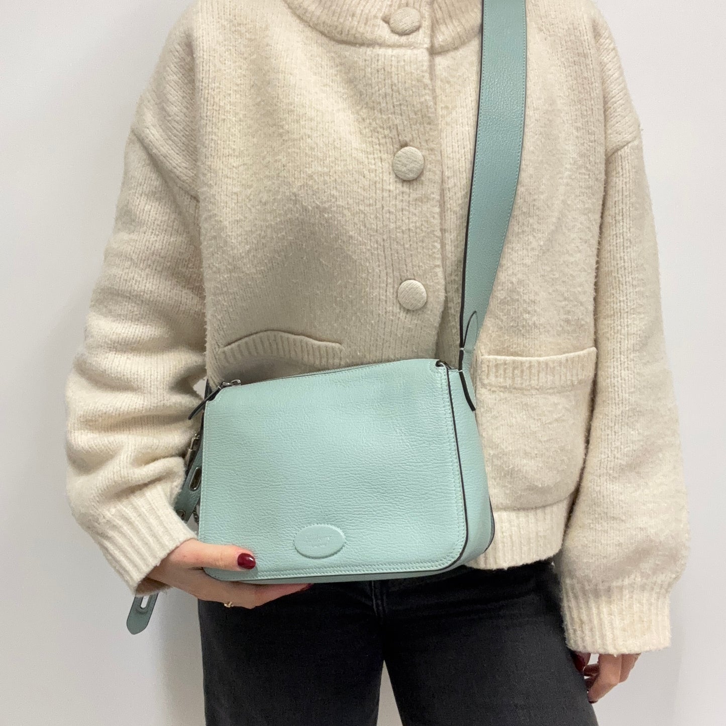 Mulberry Billie Acrylic Green High Shine Goat Print