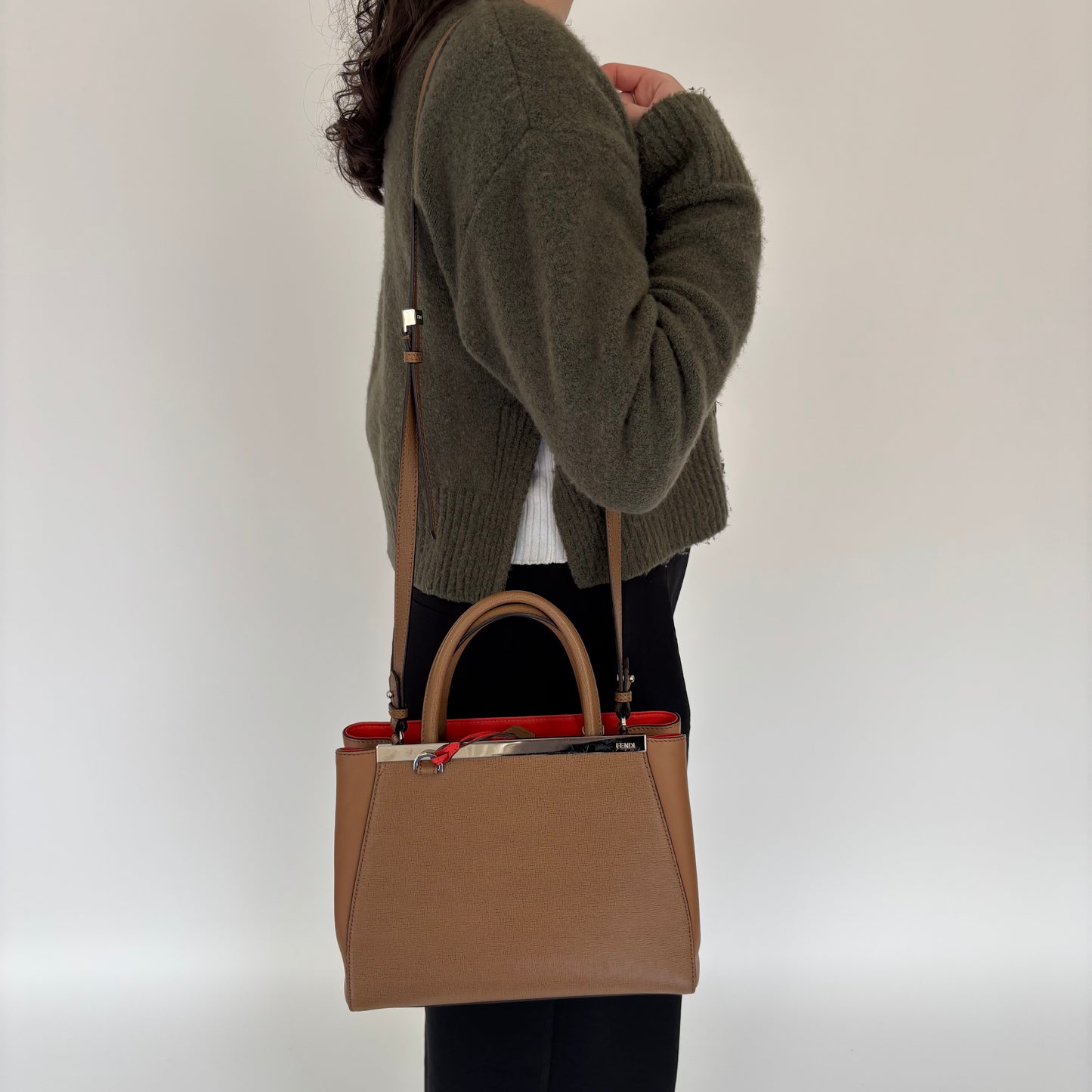 Fendi Tan Leather With Orange Interior Petite 2Jour