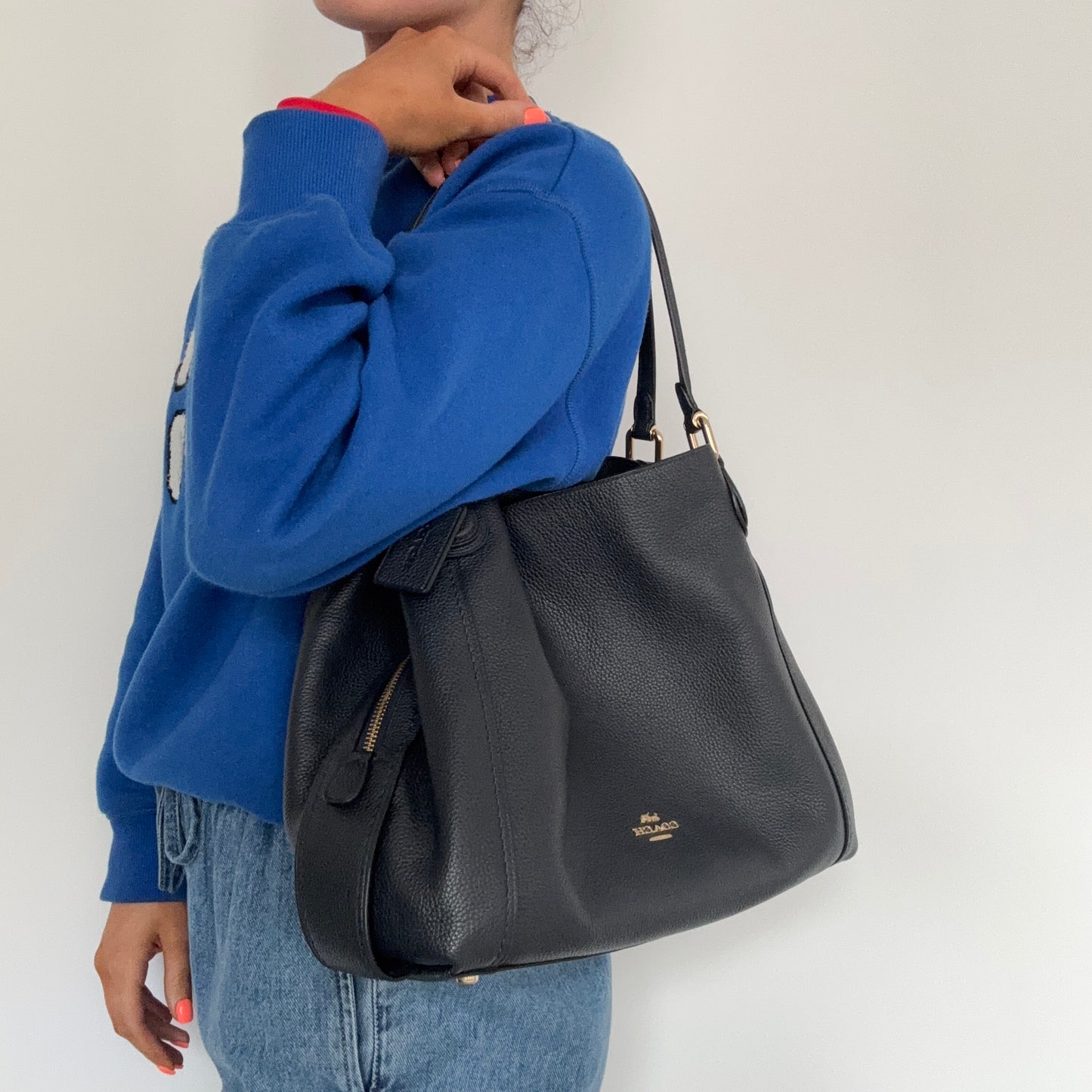 Coach Edie 31 Navy Shoulder Bag