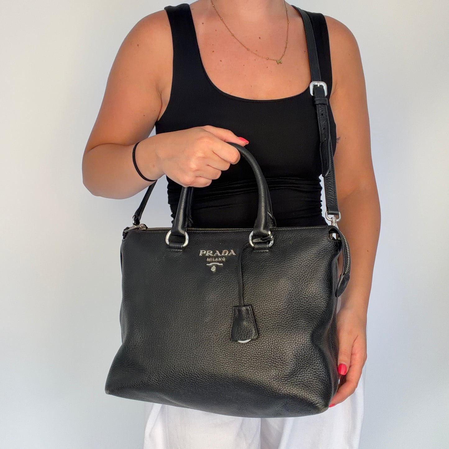 Prada 2 Way Bag Black SHW