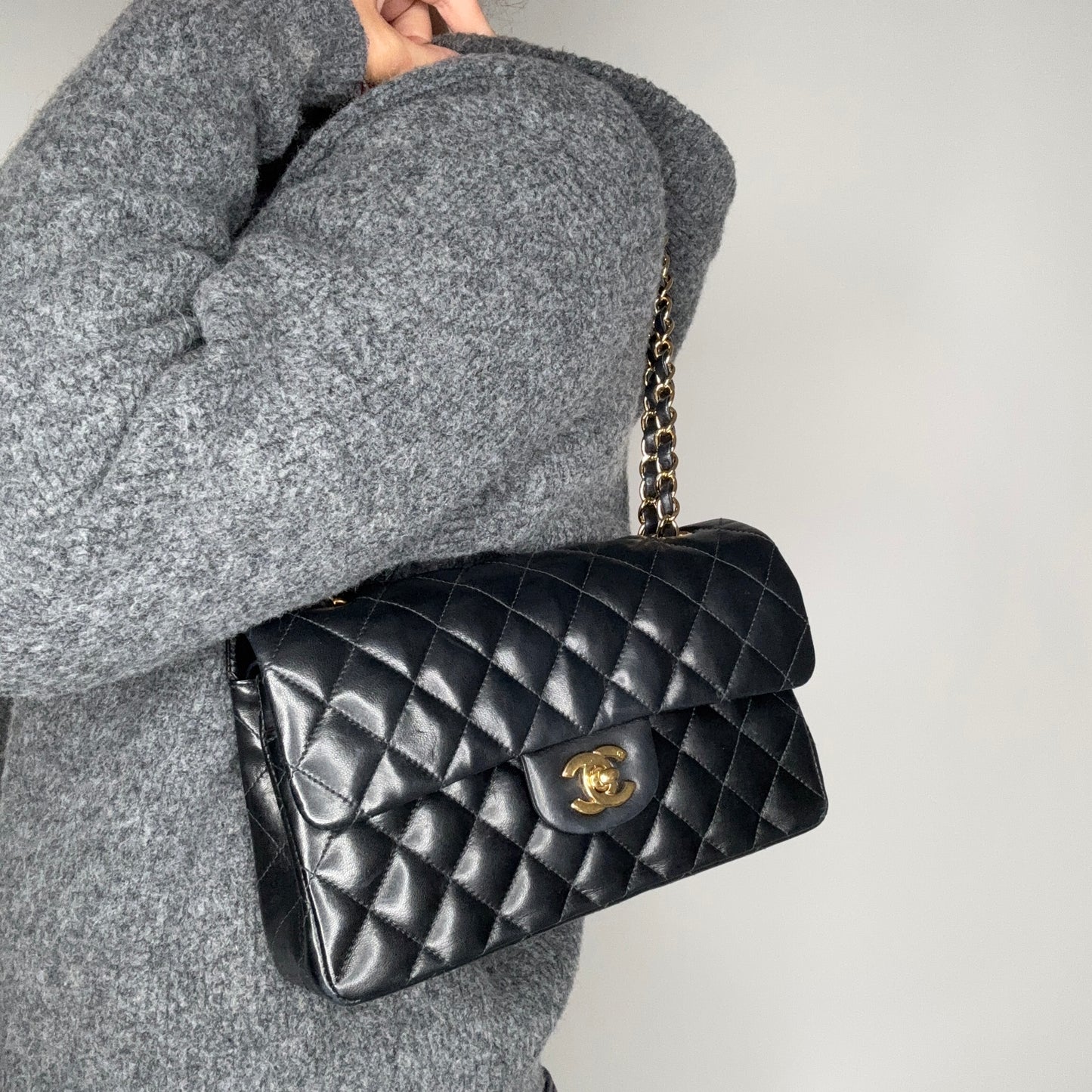 Chanel Classic Double Flap Small Black Lambskin GHW Vintage 2004/05