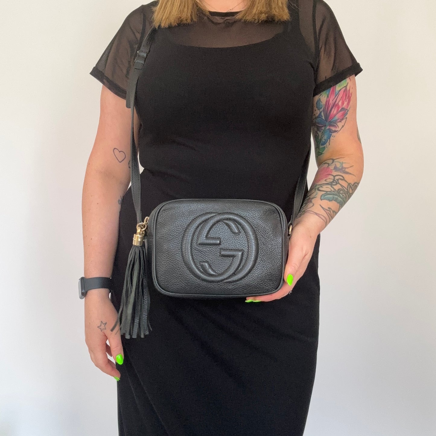 Gucci Soho Disco Black Camera Bag Grained Leather