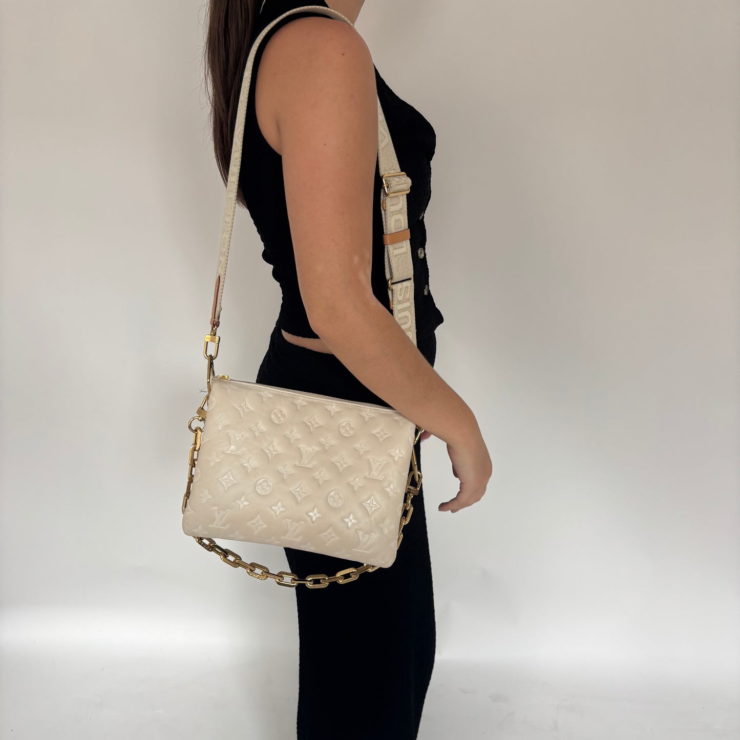 Louis Vuitton Crème Cushion Leather Coussin PM (NFID)