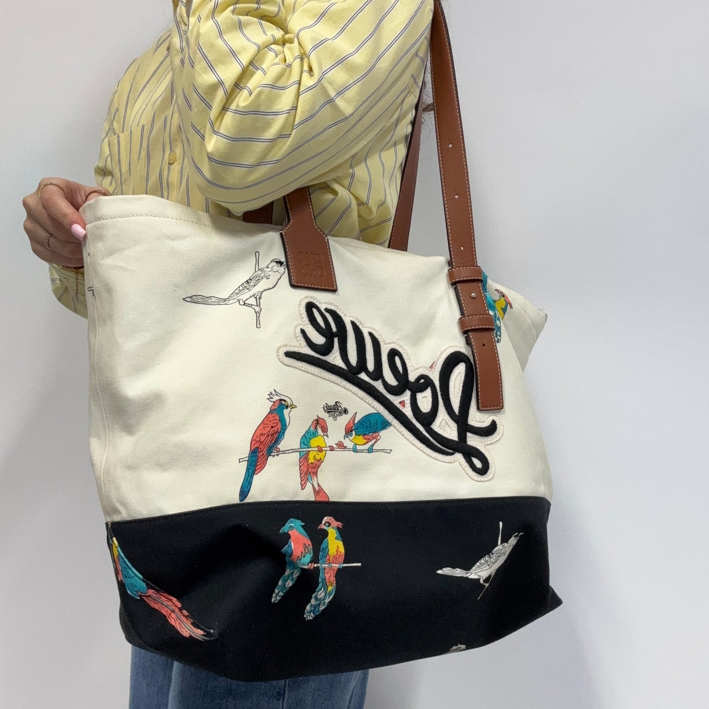 Loewe Paula's Ibiza Parrots Canvas Zipped Tote