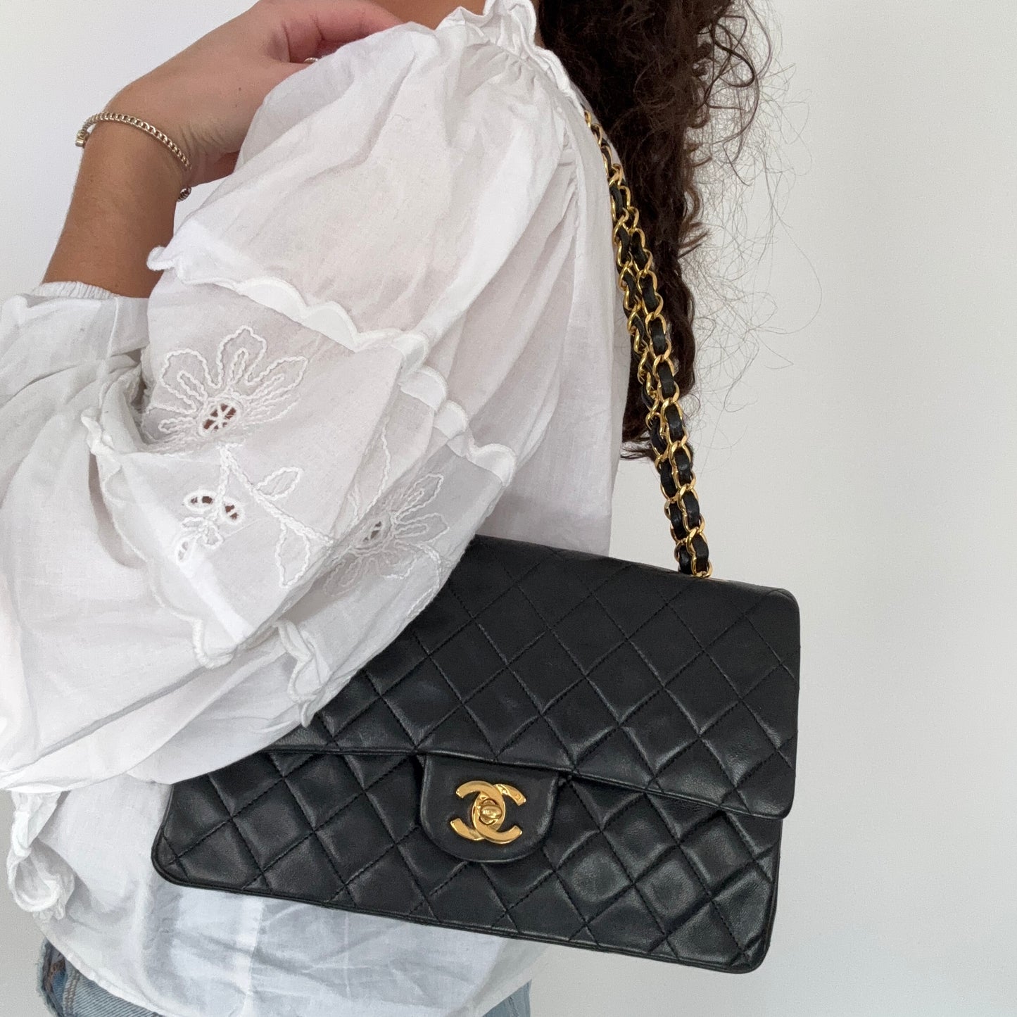 Chanel Classic Double Flap Medium Black Lambs GHW 1996/97