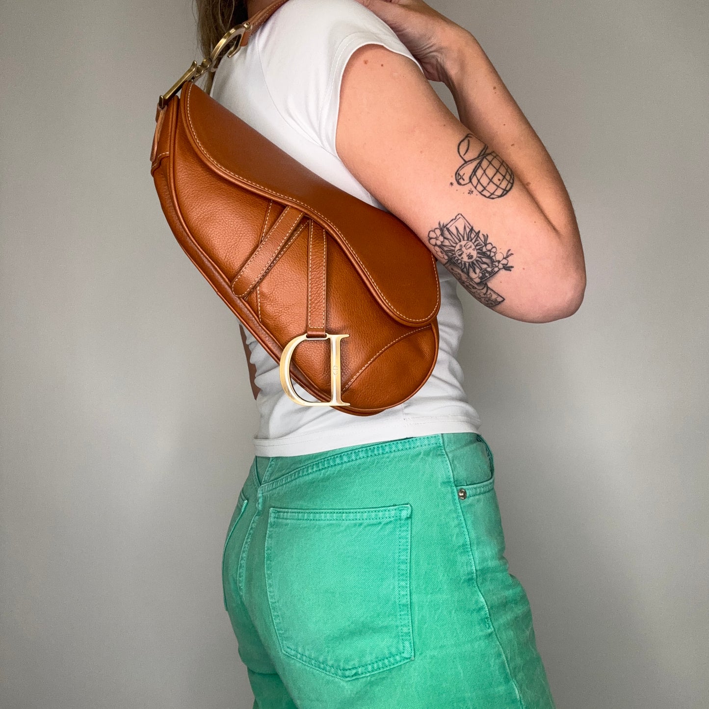 Dior Saddle Bag Tan Leather Vintage 2001