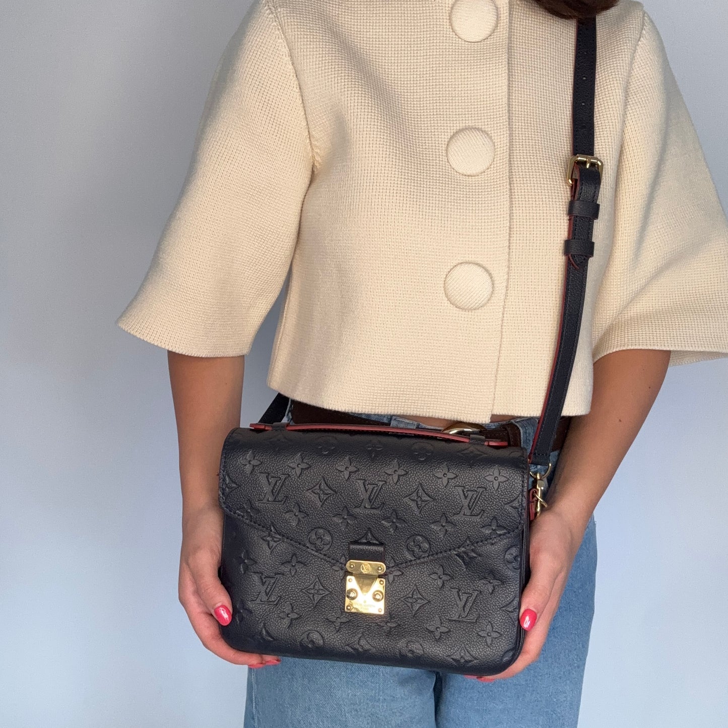 Louis Vuitton Metis Marine & Rouge Empreinte Leather AR4188