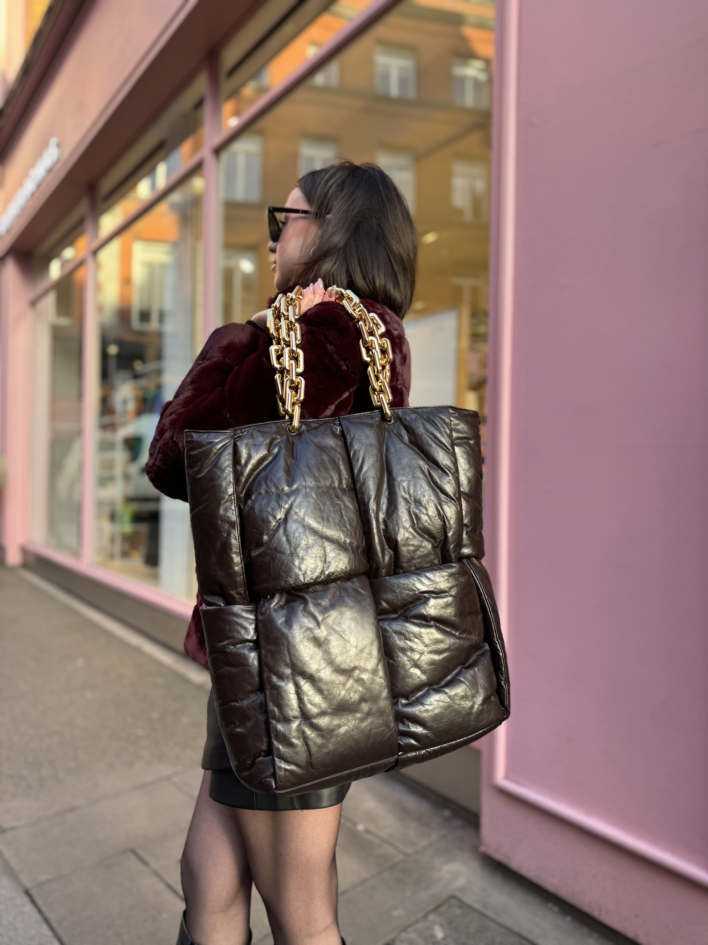 Bottega Veneta Fondant Leather Padded Chain Tote Bag