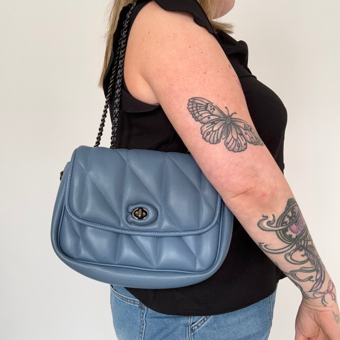 Coach Madison Quilted Pillow Shoulder Bag Blue