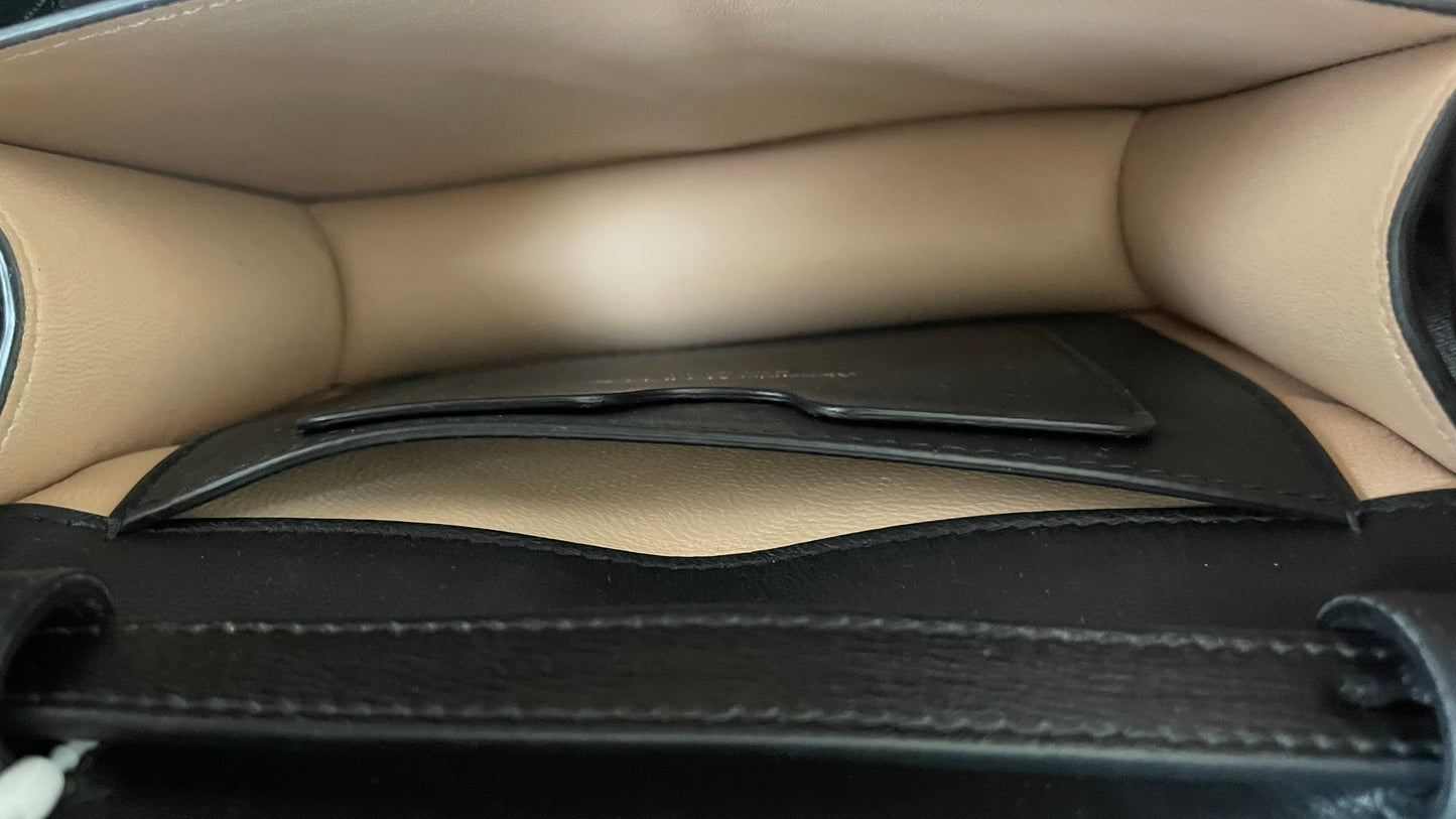 Alexander McQueen Black Leather GHW 4 Ring Shoulder Bag