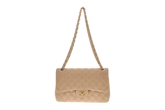 Chanel Beige Lambskin Jumbo Classic Double Flap 2010/11