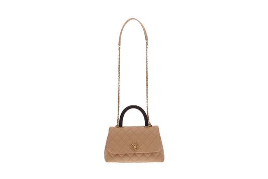 Chanel Caviar Beige Coco Handle Small