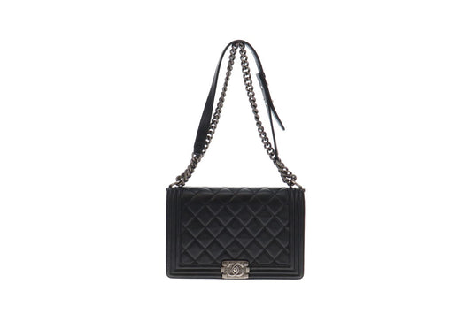 Chanel Black Lambskin New Medium Boy Bag 2014
