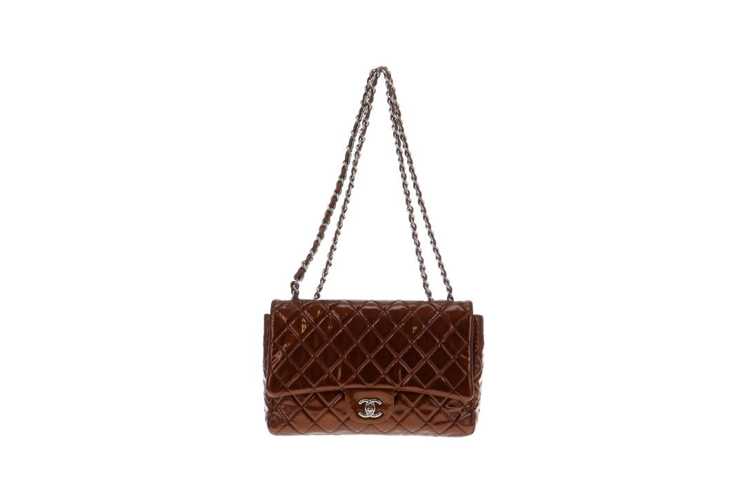 Chanel Bronze Patent Jumbo Single Flap Bag