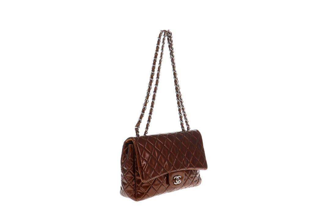 Chanel Bronze Patent Jumbo Single Flap Bag