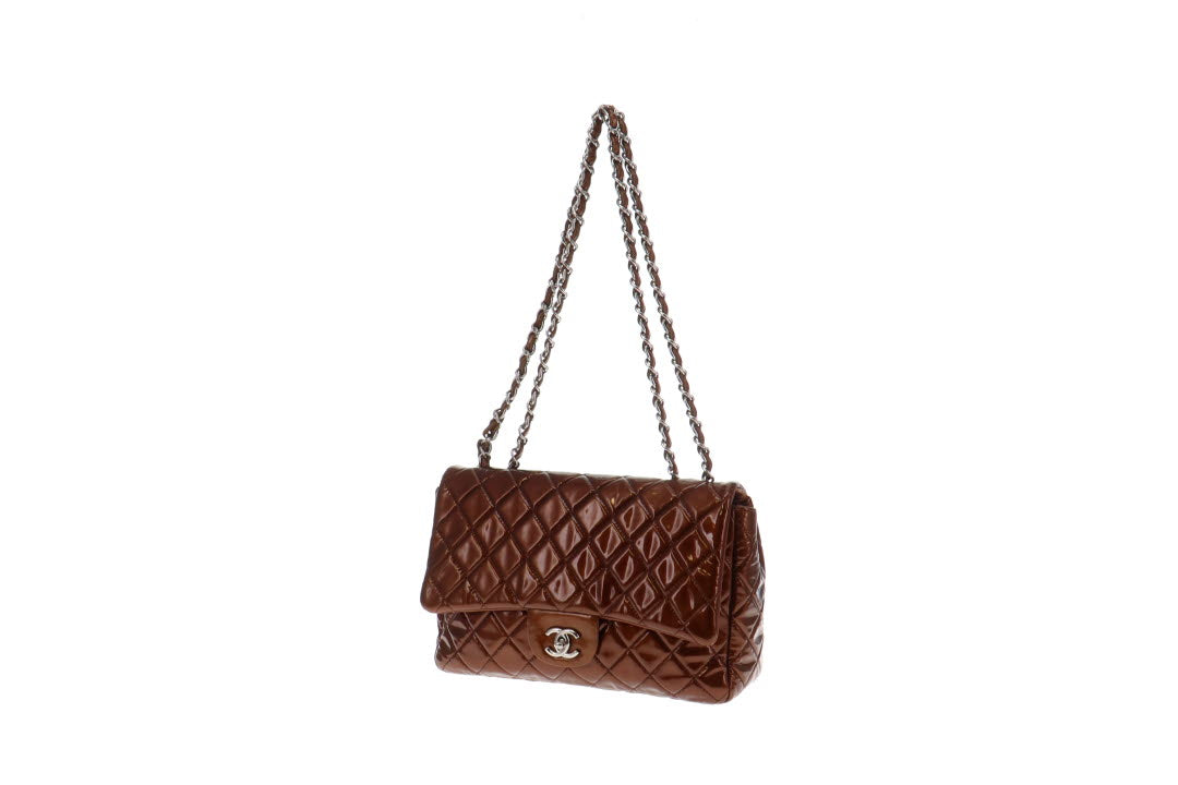 Chanel Bronze Patent Jumbo Single Flap Bag
