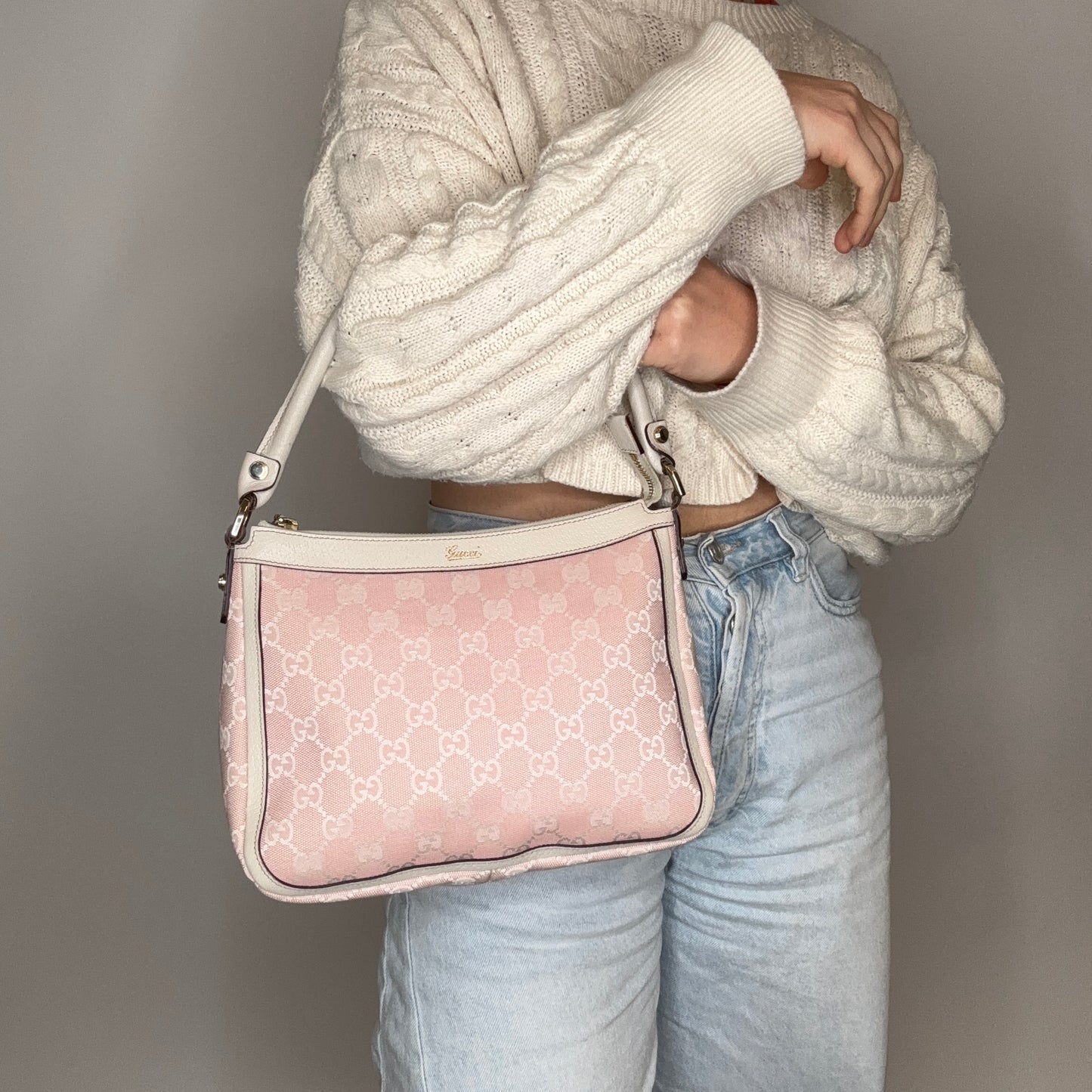 Gucci Shoulder Bag Pink GG Canvas