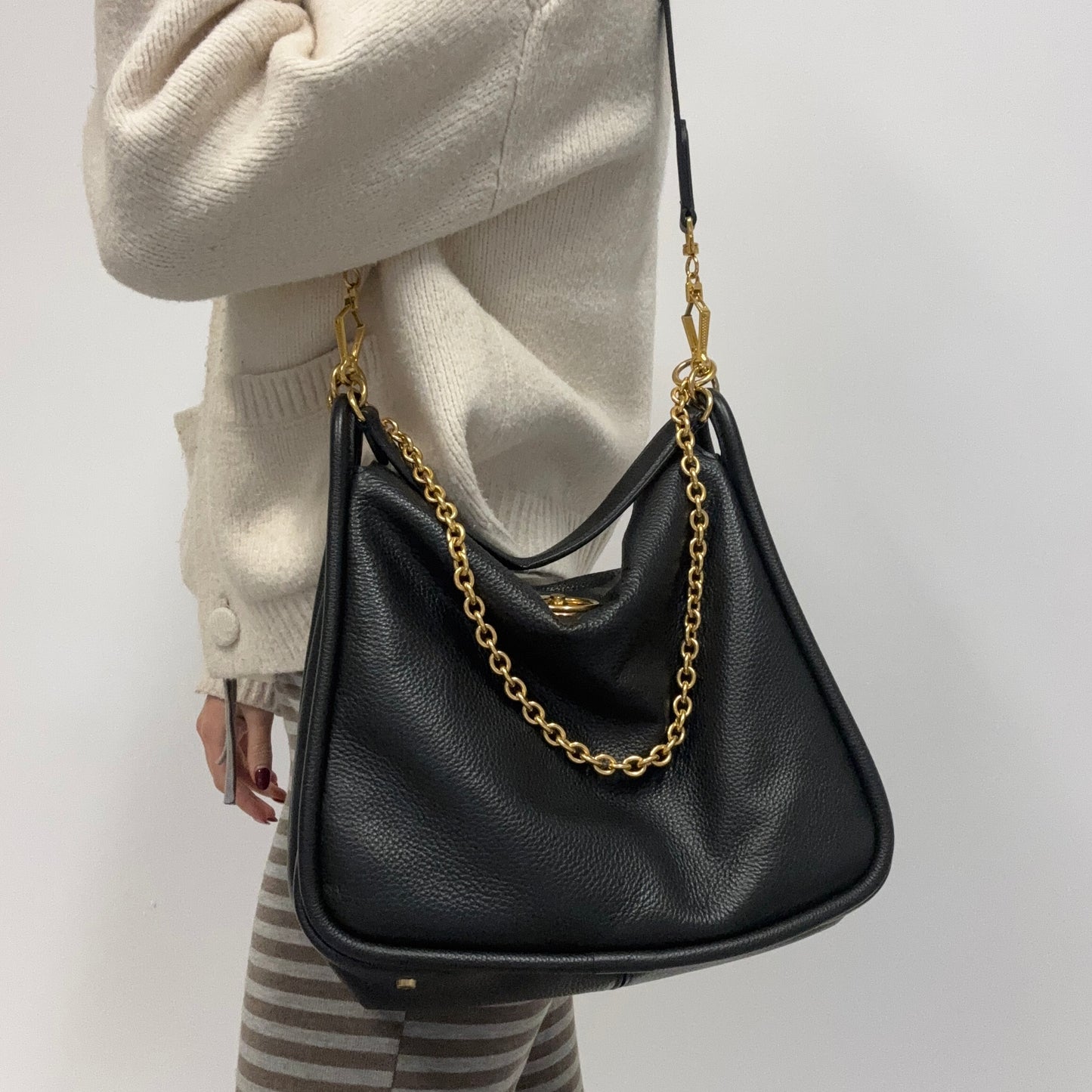 Mulberry Leighton Hobo Black Leather GHW
