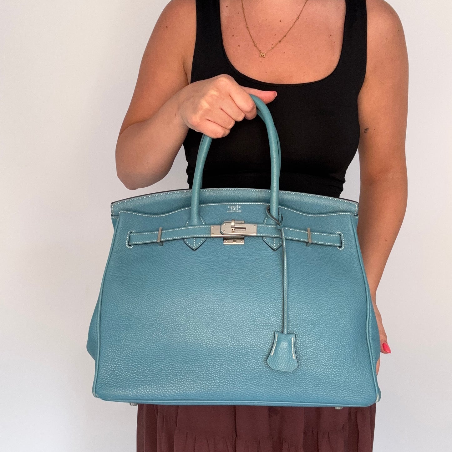 Hermes Birkin 35 Bleu Jean Togo With Palladium HW 2003