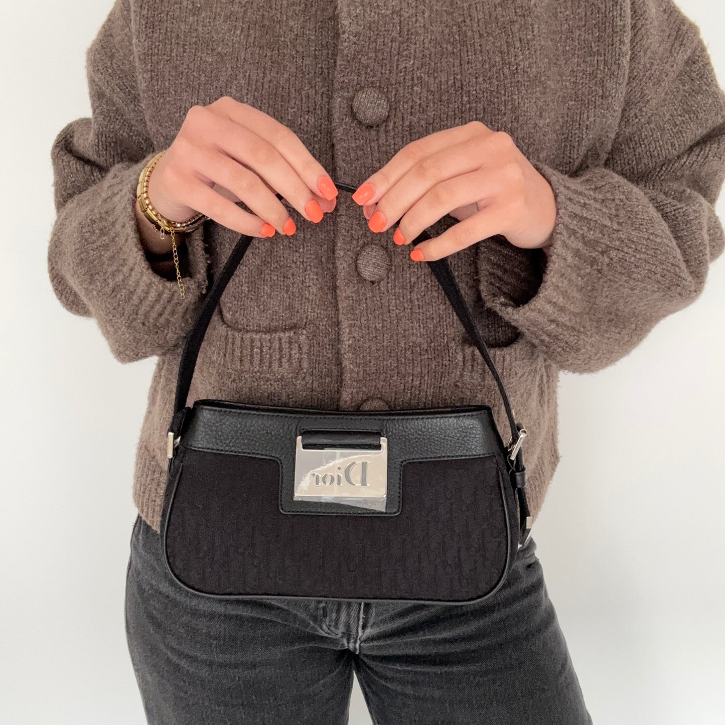 Dior Street Chic Shoulder Bag Black Oblique 2005