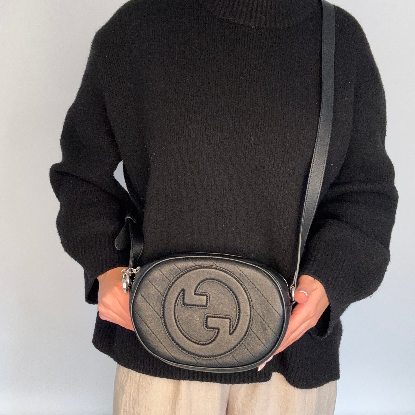 Gucci Blondie Black Oval Crossbody
