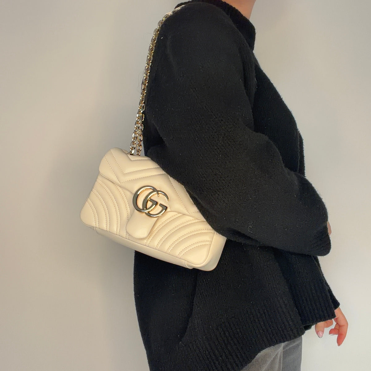 Gucci Marmont Small Flap (new model) White GHW