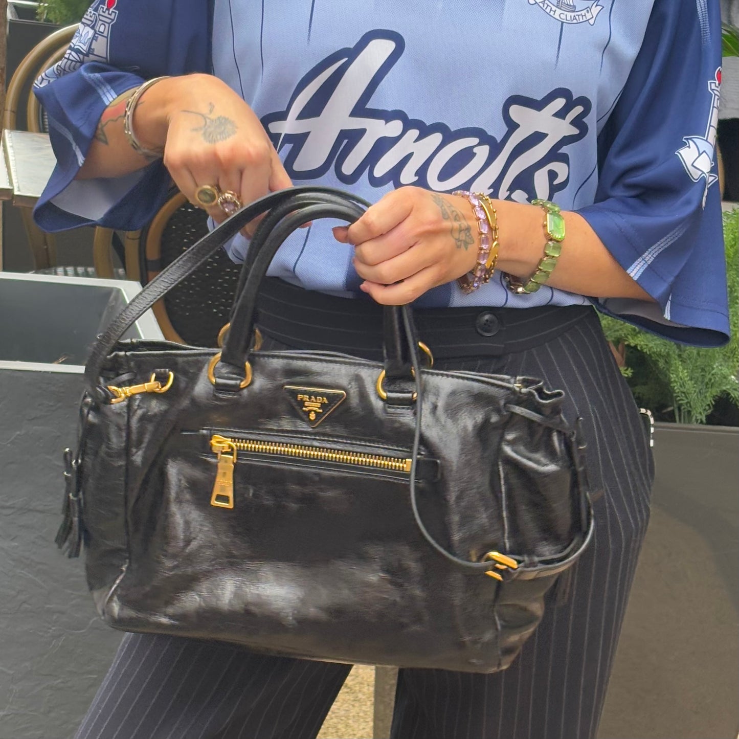 Prada Vitello Shine Black Tote
