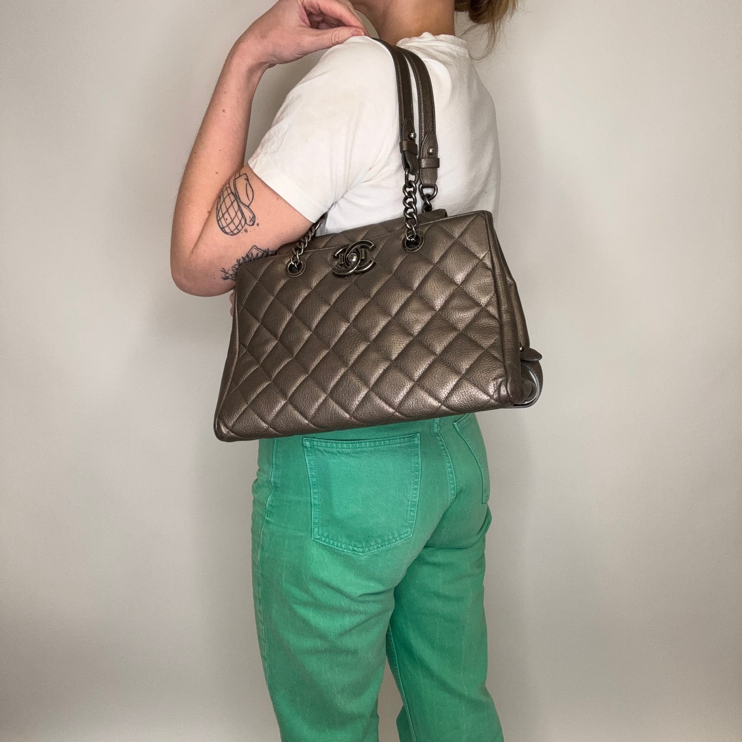 Chanel City Rock Shopping Tote In Metallic Goatskin 2015/16