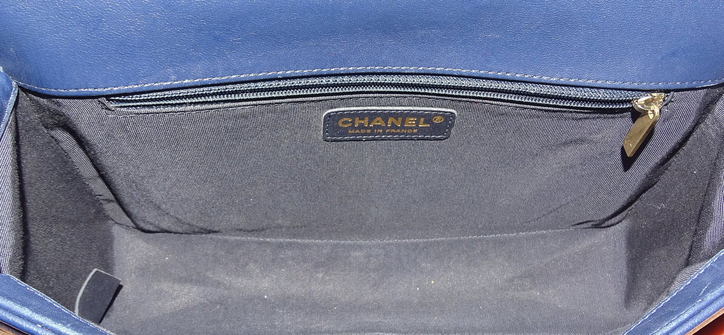 Chanel Navy and GHW New Medium Boy Bag 2015/16 (21 series)
