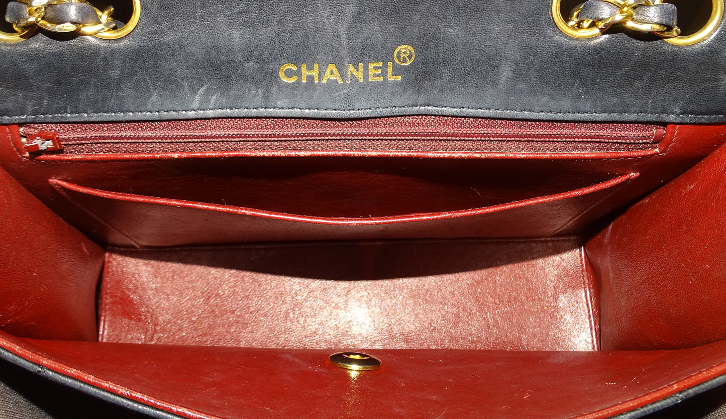Chanel Mademoiselle Vintage Flap Bag In Lambskin 1990