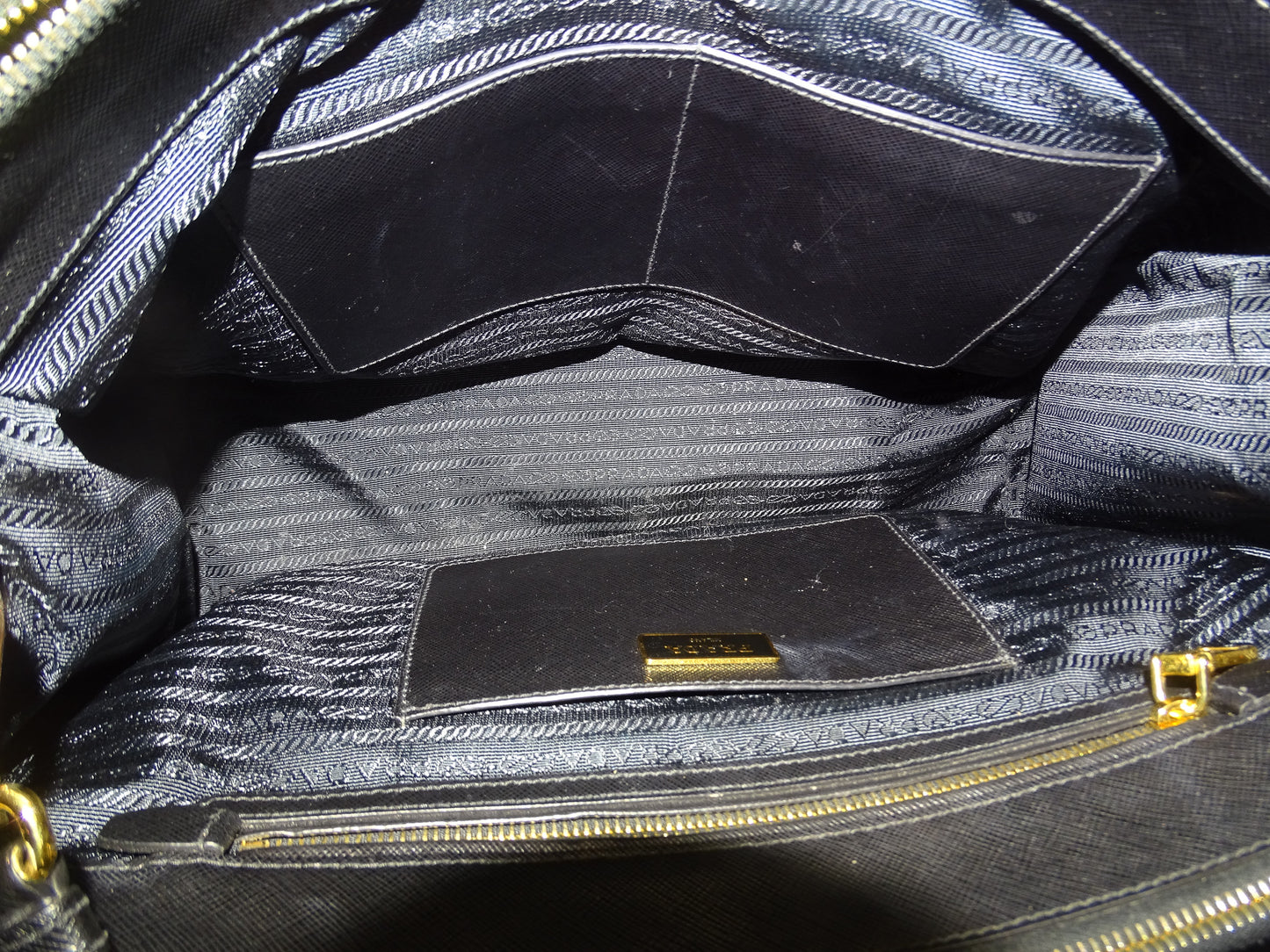 Prada Galleria Doube Zip Large Tote Black Saffiano Lux GHW