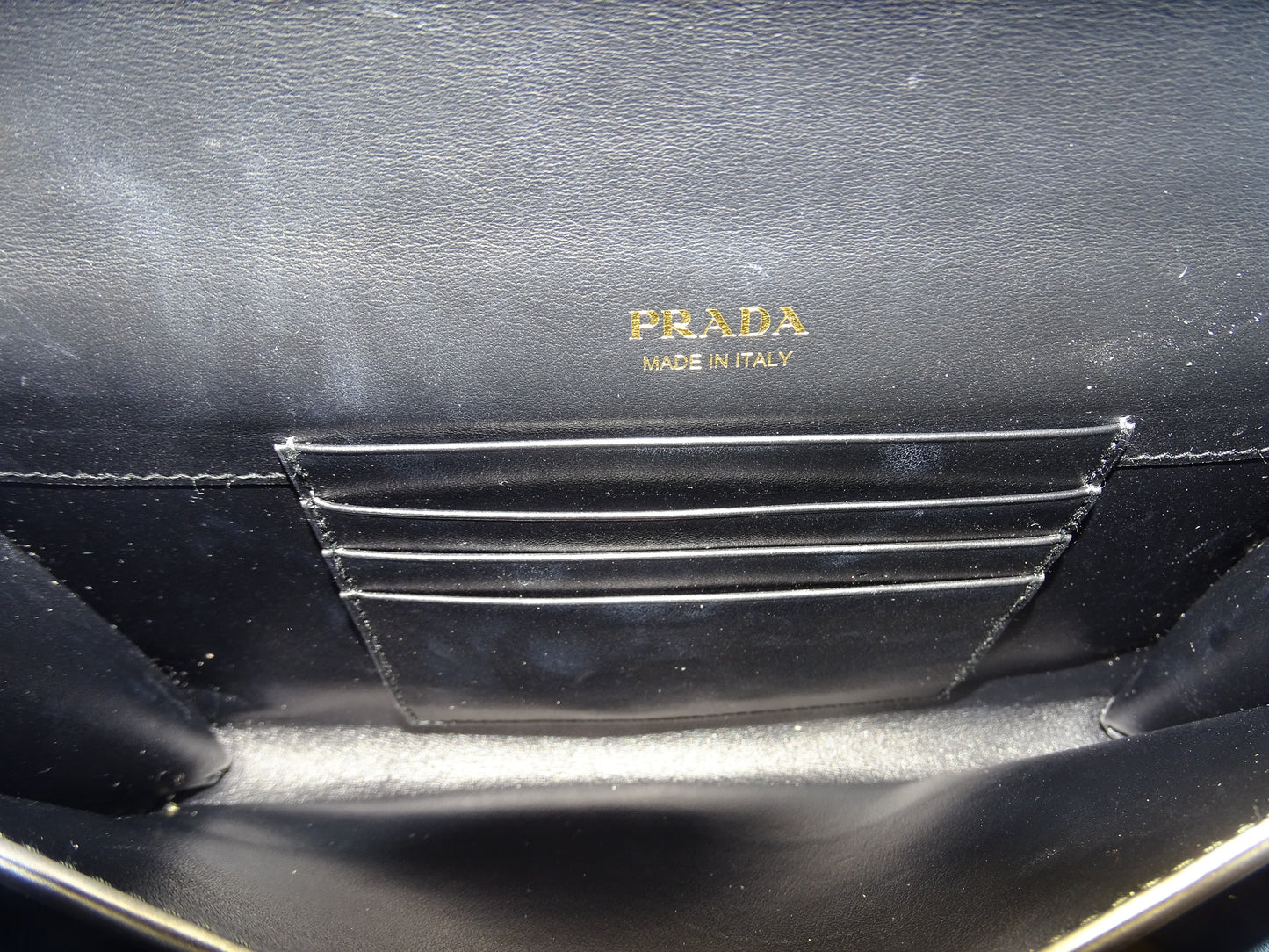 Prada Envelope Wallet on Chain Black Patent GHW