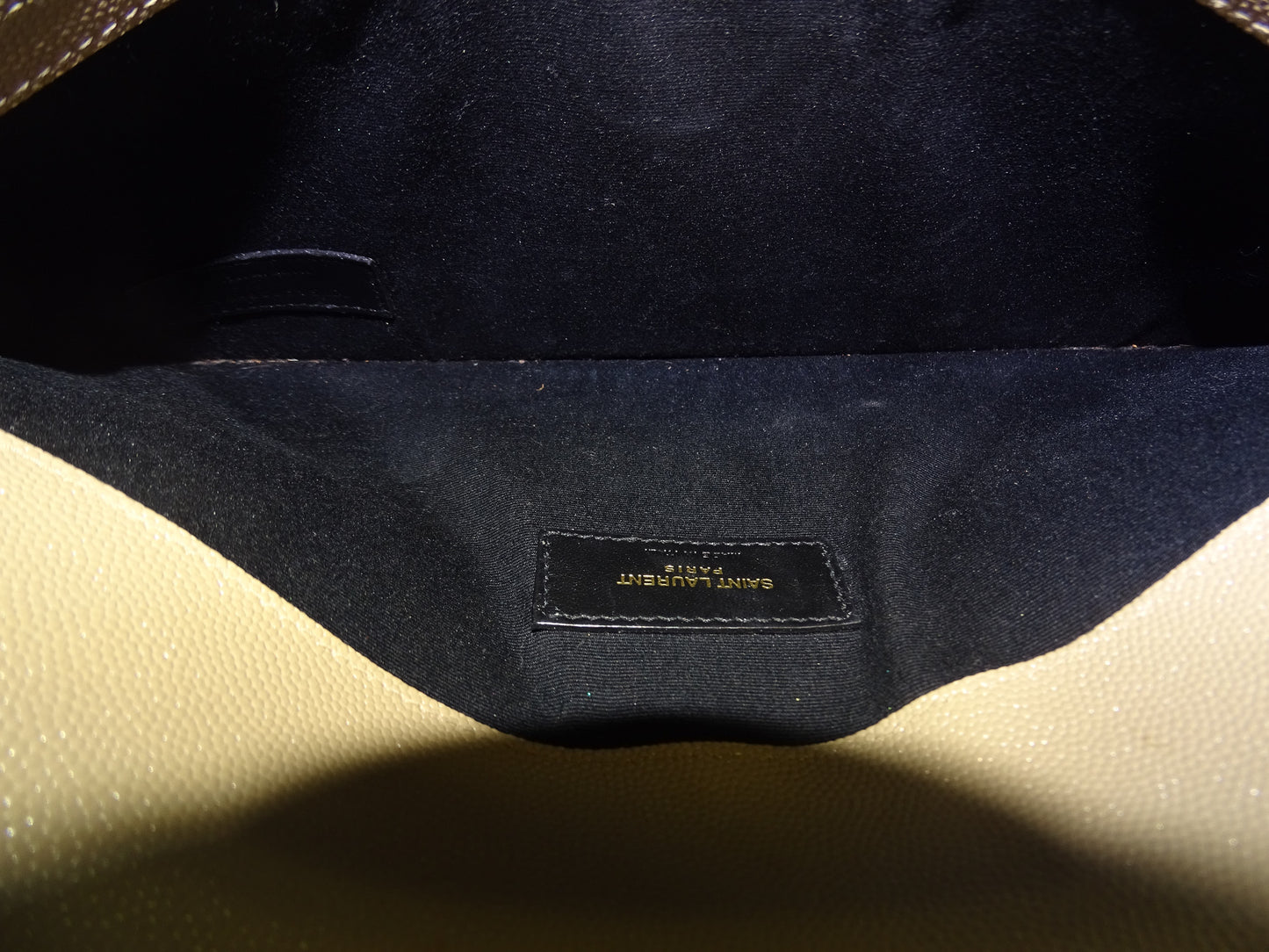 Saint Laurent Uptown Pouch Beige Grain De Poudre GHW