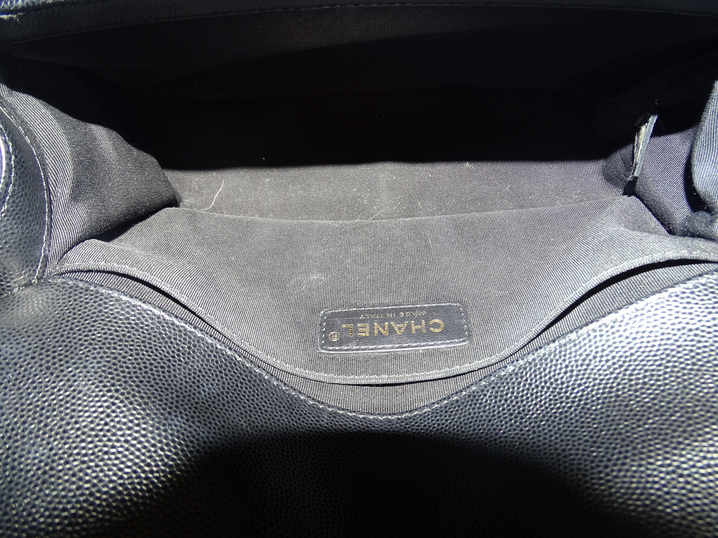 Chanel Medium Boy Bag In Black Caviar Leather GH 2019