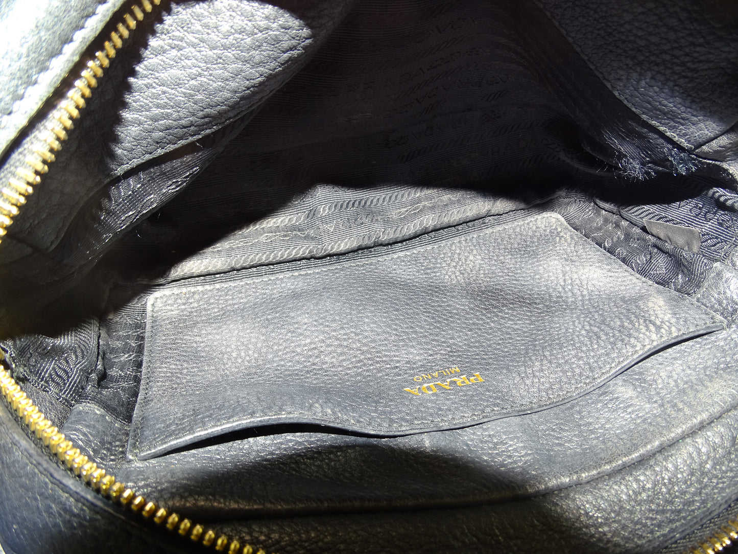 Prada Camera Bag with Flap Black Leather GHW