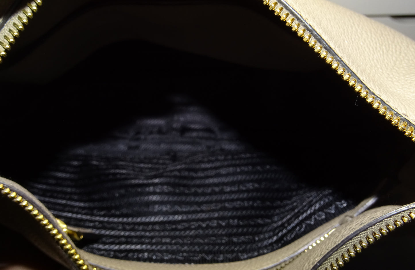 Prada Hobo Taupe Leather with Striped Canavs Strap