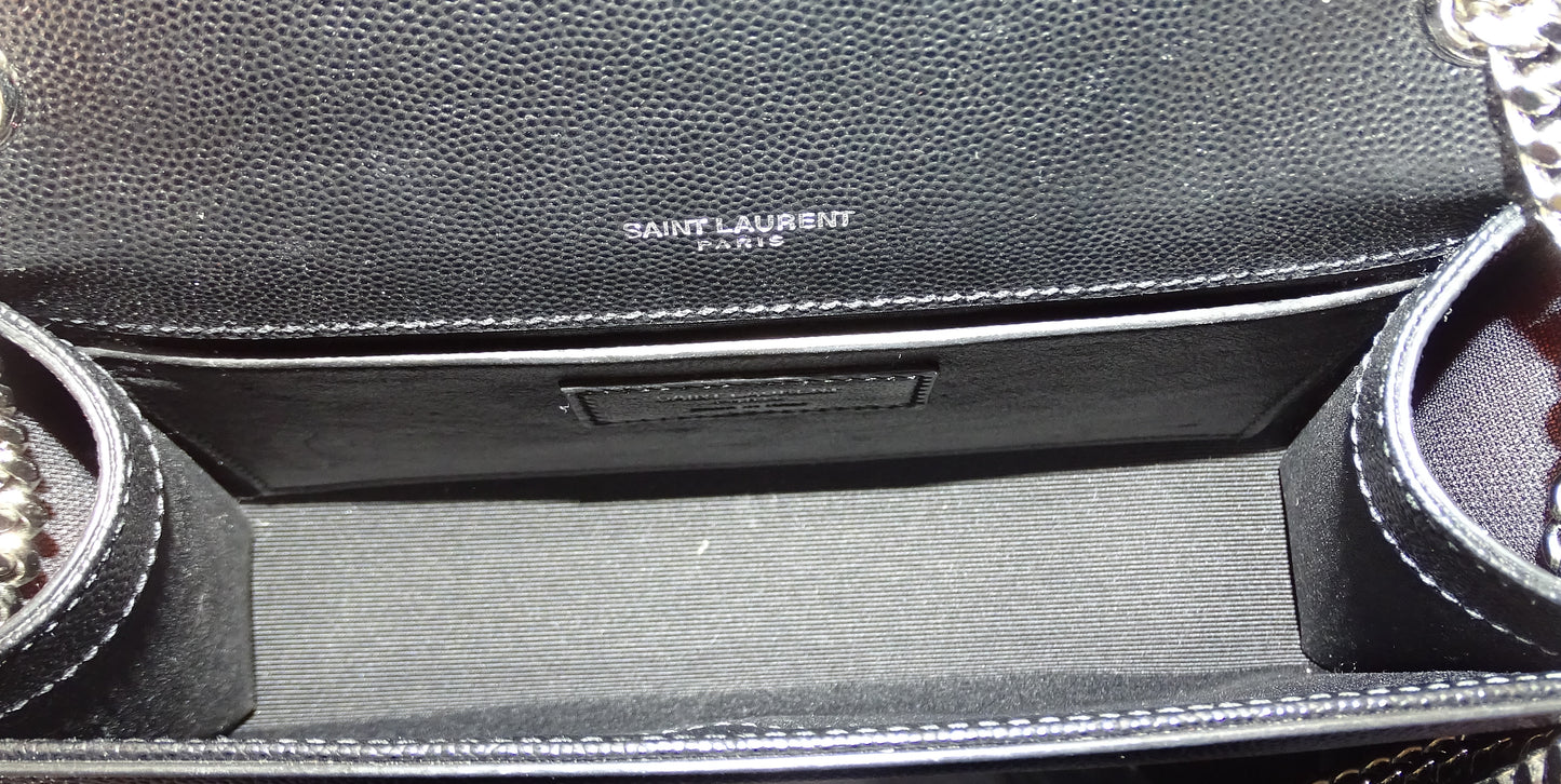 Saint Laurent Kate Medium Grain De Poudre Chain Bag Black