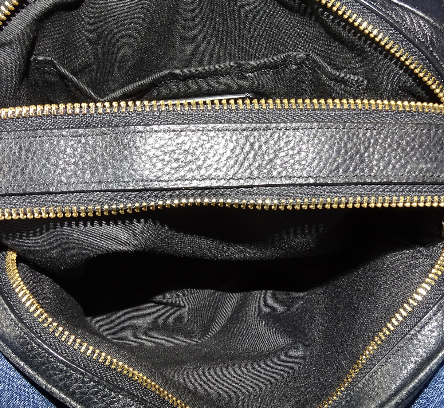 Coach Double Zip Camera Bag Black Leather with Canvas Strap