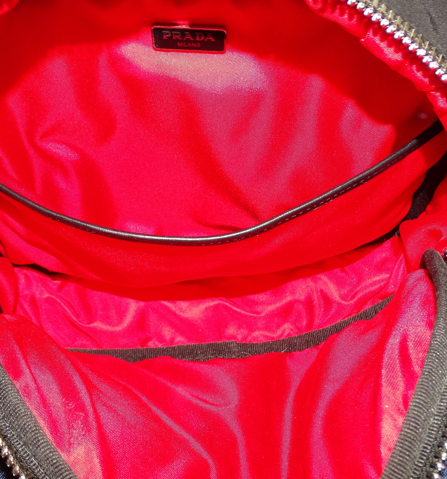 Prada Twin Pocket Mini Backpack Black/Red Nylon