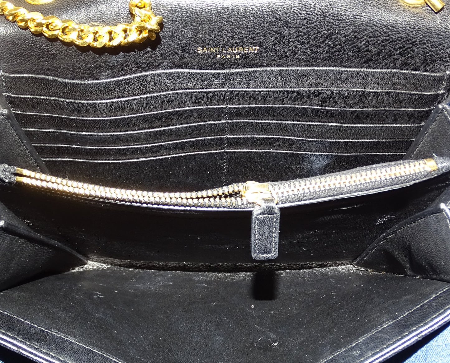 Saint Laurent Vicky Small Quilted Wallet On Chain Black