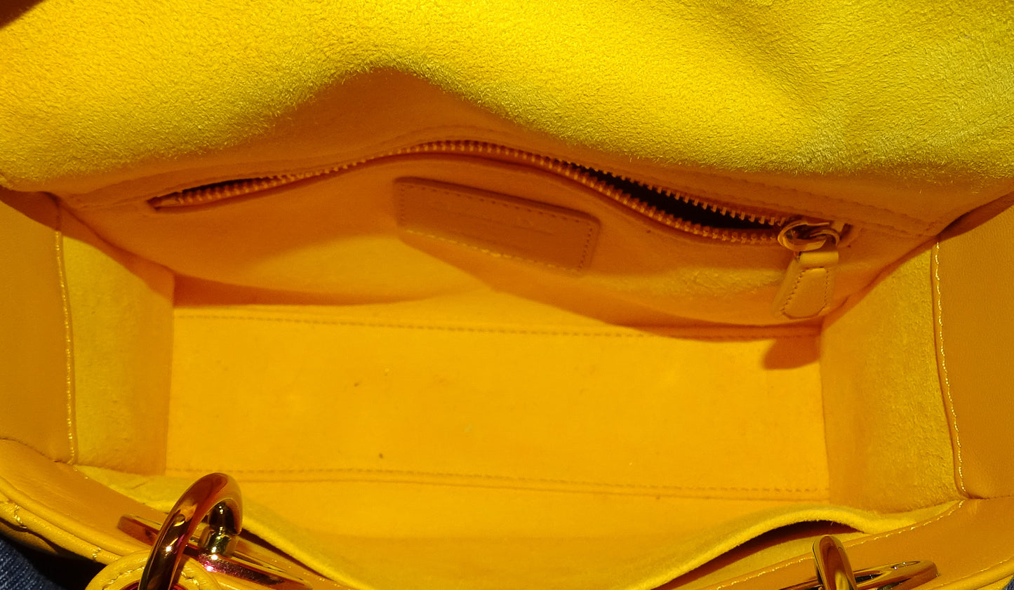 Dior Canary Yellow Small Lady Dior with Rainbow Hardware 2022