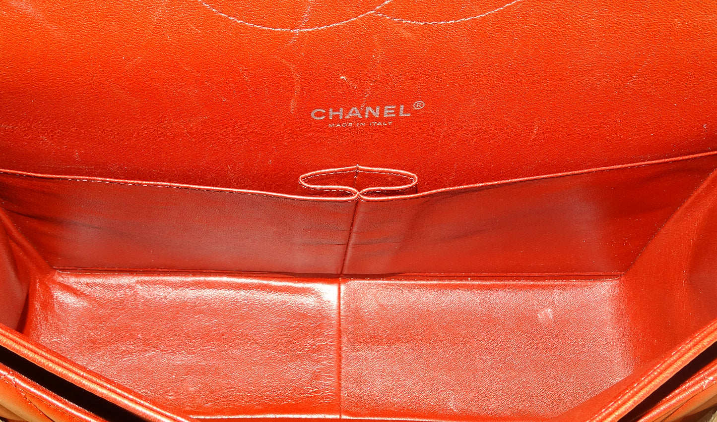Chanel Rouge Leather Classic Maxi Double Flap 2013/14